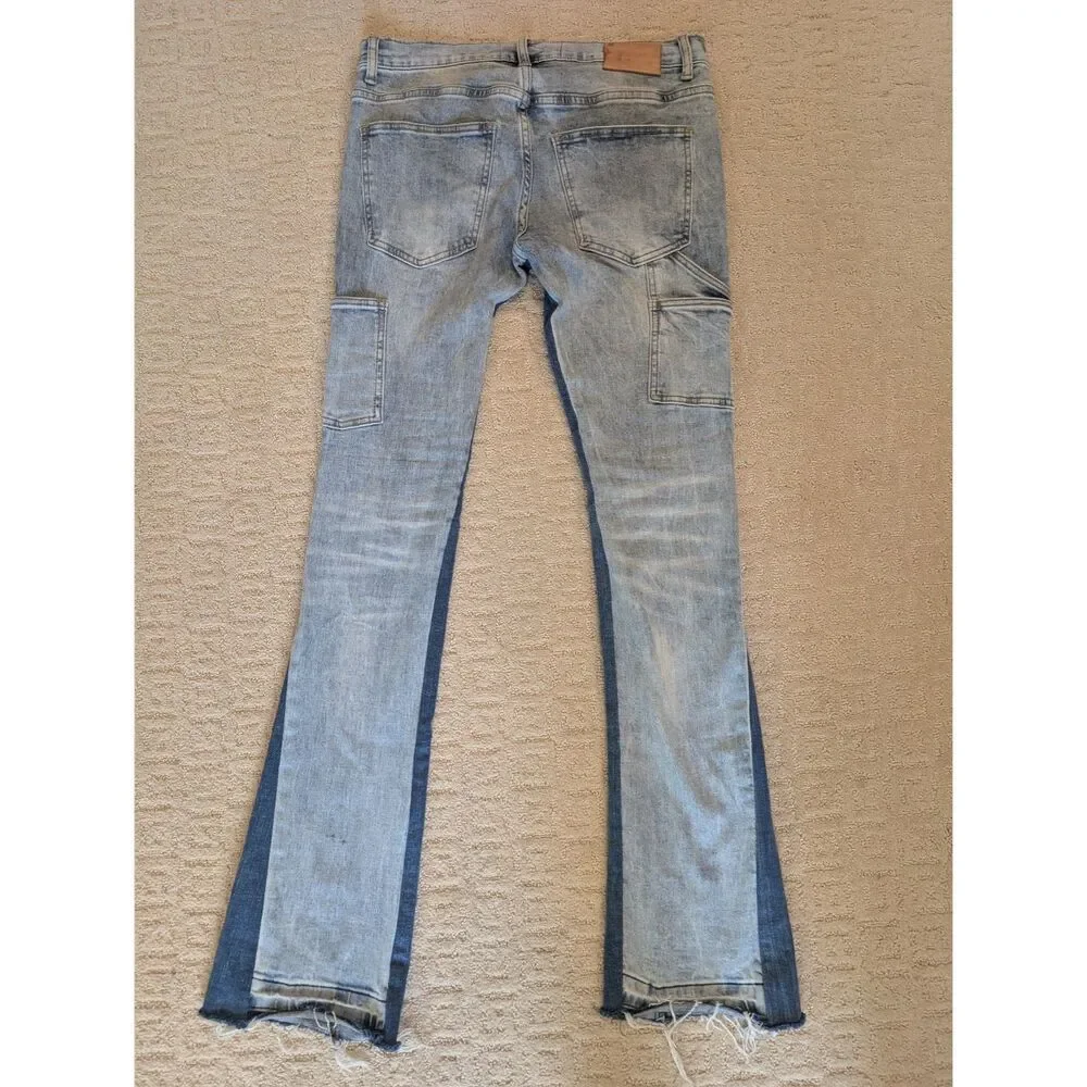Valabasas Jeans Mens Size 32/36 32X36 Blue Denim Designer Skinny Flare